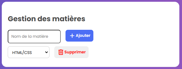 Gérer les matières