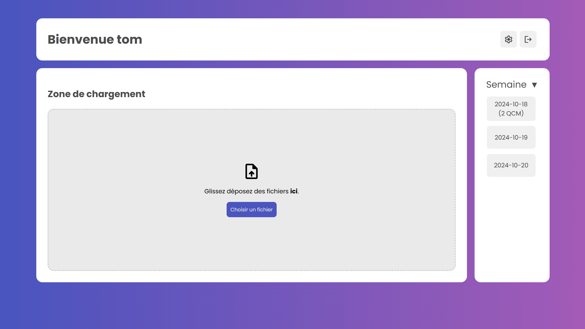 Page d'accueil sans fichiers